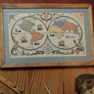 Tidewater Originals OLDE WORLD MAP Cross stitch Leaflet/Pattern Out of Print